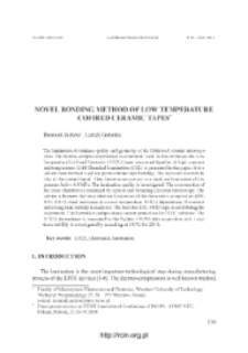 Novel bonding method of low temperature cofired ceramic tapes = Nowa metoda łączenia warstw niskotemperaturowej ceramiki wsp&oacute;łwypalanej