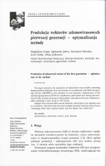 Production of adenoviral vectors of the first generation - optimization of the method
