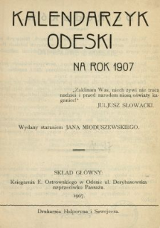 Kalendarzyk Odeski : na rok 1907