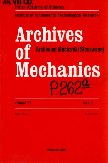 Archives of Mechanics Vol. 52 nr 3 (2000)