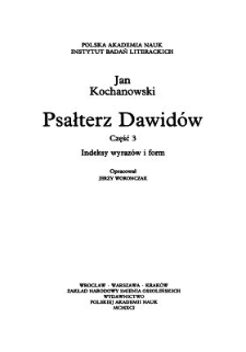Psałterz Dawid&oacute;w. Cz. 3, Indeksy wyraz&oacute;w i form