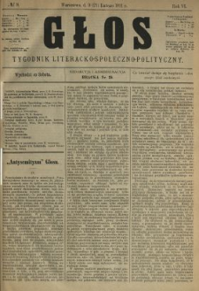 Głos : tygodnik literacko-społeczno-polityczny 1891 N.8