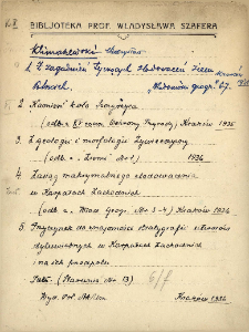 Kartoteka "Biblioteka Prof. Władysława Szafera" : Klim-Kong