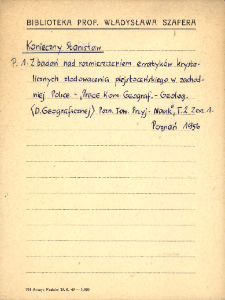 Kartoteka "Biblioteka Prof. Władysława Szafera" : Koni-Kozi