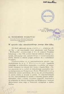 W sprawie raka amerykańskiego jeszcze sł&oacute;w kilka