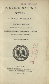P. Ovidii Nasonis Opera. vol. 5