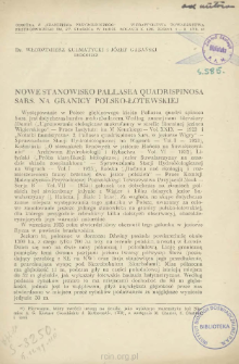 Nowe stanowisko Pallasea quadrispinosa sars. na granicy polsko-łotewskiej