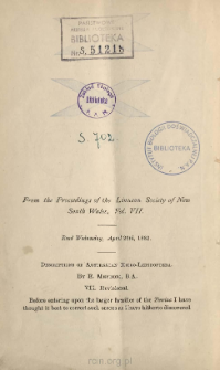 Descriptions of Australian Micro-Lepidoptera