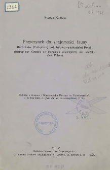 Przyczynek do znajomości fauny Halticin&oacute;w (Coleoptera) południowo-wschodniej Polski = Beitrag zur Kenntnis der Halticinen (Coleoptera) des s&uuml;d&ouml;stlichen Polens