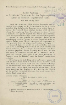 Erster Nachtrag zu A. L&uuml;llwitz' Verzeichnis der im Regierungsbezirk K&ouml;slin in Pommern aufgefundenen K&auml;fer