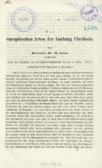 Die europ&auml;ischen Arten der Gattung Cheilosia