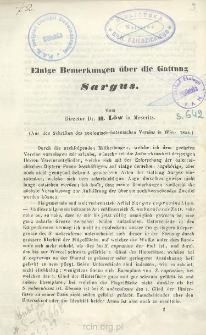Einige Bemerkungen &uuml;ber die Gattung Sargus