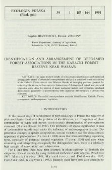 Identification and arrangement of deformed forest associations in the Kabacki Forest reserve near Warsaw