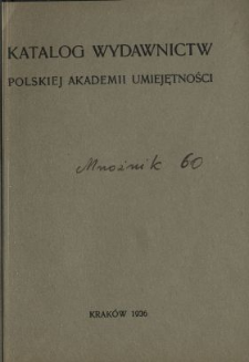 Katalog wydawnictw Polskiej Akademii Umiejętności