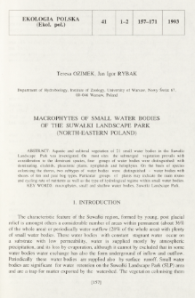 Macrophytes of small water bodies of the Suwałki Landscape Park (north-eastern Poland)