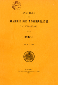 Anzeiger der Akademie der Wissenschaften in Krakau. Nr 1 Januar (1890)