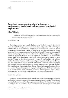 Snapshots concerning the role of archaeology/archaeometry in the birth and progress of geophysical exploration