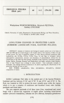 Long-term changes in protected lakes (Sobibór Landscape Park, Eastern Poland)