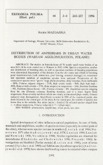 Distribution of amphibians in urban water bodies (Warsaw agglomeration, Poland)