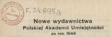 Nowe Wydawnictwa Polskiej Akademii Umiejętności 1948