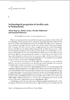 Archaeological prospection in Serakhs oasis in Turkmenistan
