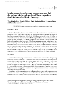 Marine magnetic and seismic measurements to find the harbour of the early medieval Slavic emporium Gro&szlig; Str&ouml;mkendorf/Reric, Germany