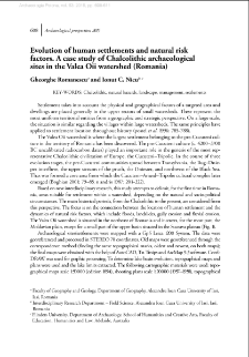 Evolution of human settlements and natural risk factors. A case study of Chalcolithic archaeological sites in the Valea Oii watershed (Romania)