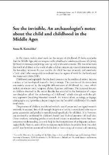 See the invisible. An archaeologist's notes about the child and childhood in the Middle Ages