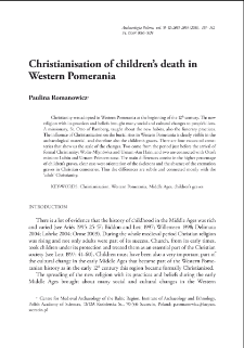 Christianisation of children’s death in Western Pomerania