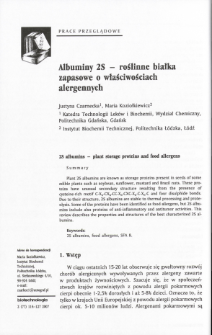 Albuminy 2S - roślinne białka zapasowe o właściwościach alergennych
