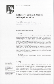 Bacteria in plant tissue cultures