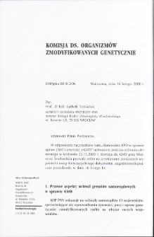 KOMISJA DS. ORGANIZM&Oacute;W ZMODYFIKOWANYCH GENETYCZNIE