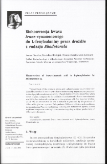 Biokonwersja kwasu frans-cynamonowego do L-fenyloalaniny przez drożdże z rodzaju Rhodotorula