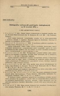Bibliografia wybranych problemów ekologicznych za II kwartał 1954 r.