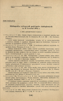 Bibliografia wybranych problem&oacute;w ekologicznych za II kwartał 1954 r.