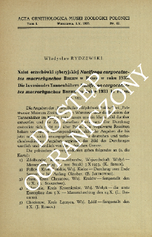 Nalot orzechówki syberyjskiej Nucifraga caryocatactes macrorhynchos Brehm w Polsce w roku 1933
