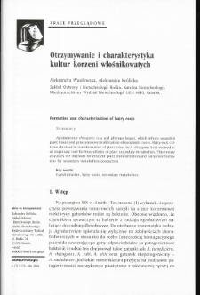 Formation and characterization of hairy roots