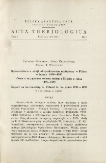 Sprawozdanie z akcji obrączkowania nietoperzy w Polsce w latach 1939-1953