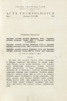 Nyctalus noctula noctula (SCHREBER, 1774) i Nyctalus noctula princeps OGNEV, 1923 w Europie środkowej i wschodniej