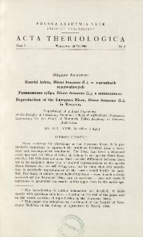 Reproduction of the European Bison, Bison bonasus (L.), in Reserves