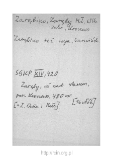 Zaręby. Files of Zakroczym district in the Middle Ages. Files of Historico-Geographical Dictionary of Masovia in the Middle Ages