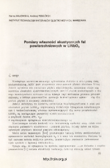 Analiza metod badawczych materiał&oacute;w proszkowanych stosowanych w technice elektronowej = The measurements of surface acoustic wave properties in LiNbO3