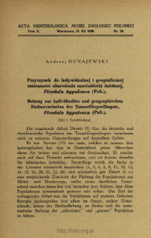 Przyczynek do indywidualnej i geograficznej zmienności ubarwienia muchołówki żałobnej, Ficedula hypoleuca (Pall.)