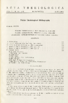 Polish Theriological Bibliography, 1965-1966