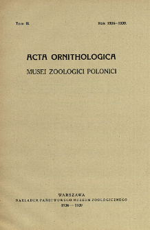 Acta Ornithologica Musei Zoologici Polonici ; t. 2 - Spis treści