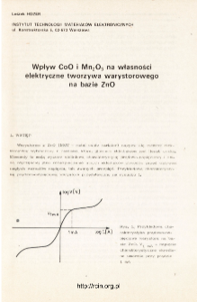 Wpływ CoO i Mn2O3 na własności elektryczne tworzywa warystorowego na bazie ZnO = Influence of Coa and Mn2O3 on electrical properties of metal oxide varistors