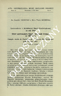 Sprawozdanie z działalności Stacji Ornitologicznej za rok 1949