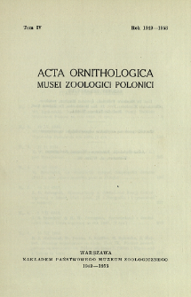 Acta Ornithologica Musei Zoologici Polonici ; t. 4 - Spis treści