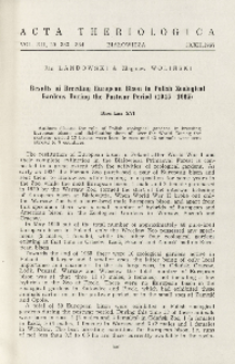 Bisoniana XVI. Results of breeding European bison in Polish zoological gardens during the postwar period (1945-1965)