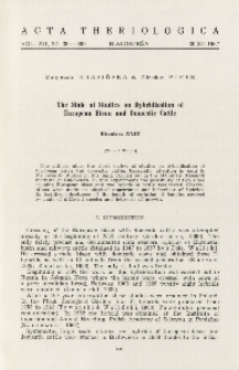 Bisoniana XXIII. The state of studies on hybridisation of European bison and domestic cattle